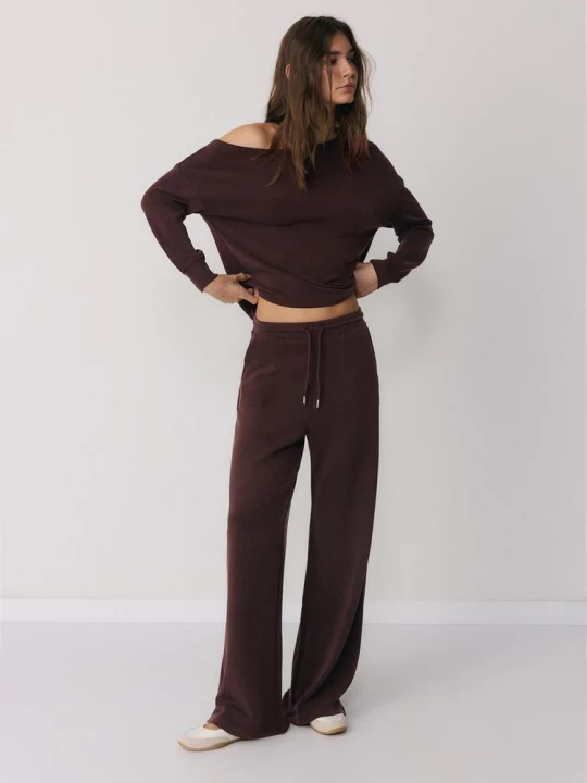 Obrázek produktu Stradivarius Joggery Palazzo Z Měkkého Materiálu Brown