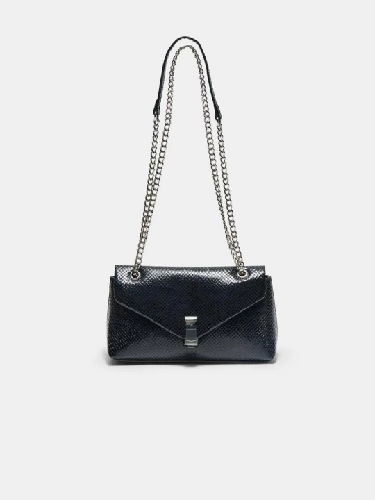 Obrázek produktu Stradivarius Kabelka Přes Rameno S Efektem Hadí Vzor Black