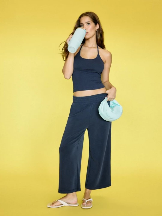 Obrázek produktu Stradivarius Kalhoty Culottes S Jemným Povrchem Dark Blue
