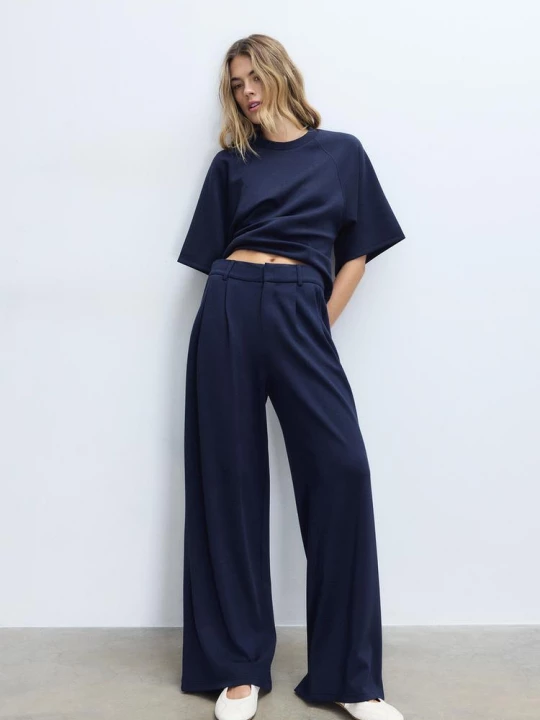 Obrázek produktu Stradivarius Kalhoty Na Nošení S Jemným Omakem Navy Blue