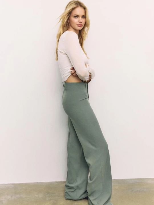 Obrázek produktu Stradivarius Kalhoty Wide Leg Khaki