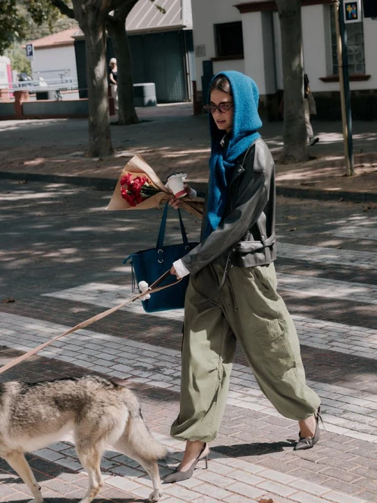 Obrázek produktu Stradivarius Kalhoty Z Popelín Se Zarážkami Khaki