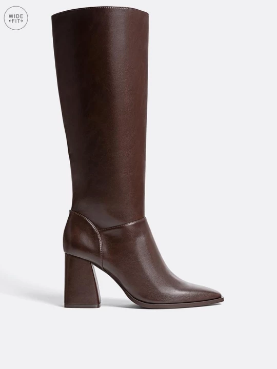 Obrázek produktu Stradivarius Kozačky Na Podpatku Hnědá