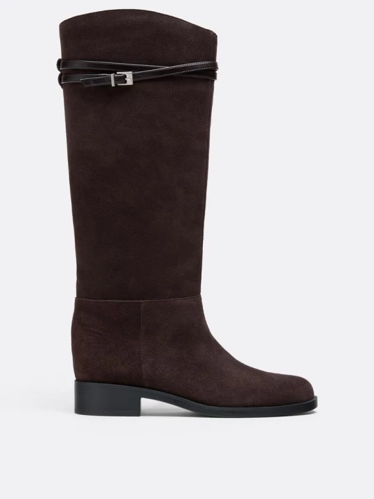 Obrázek produktu Stradivarius Jezdecké Boty Z Kůže Hnědá