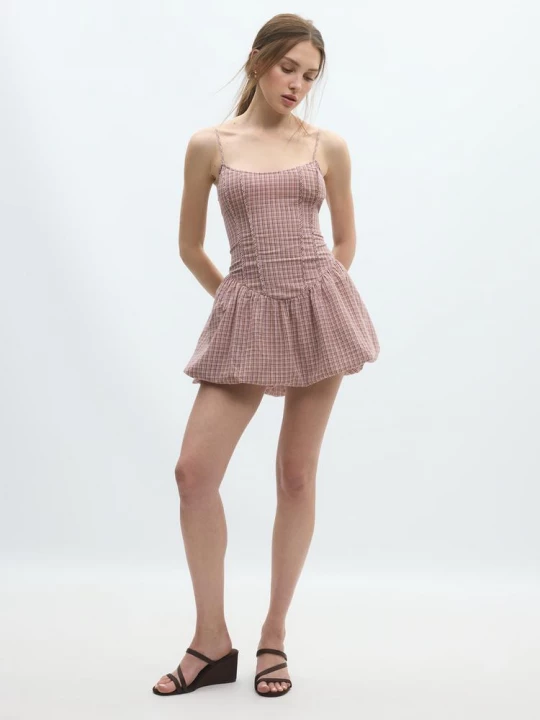 Obrázek produktu Stradivarius Krátké Šaty S Balónovou Sukní A Ramínky Pastel Pink