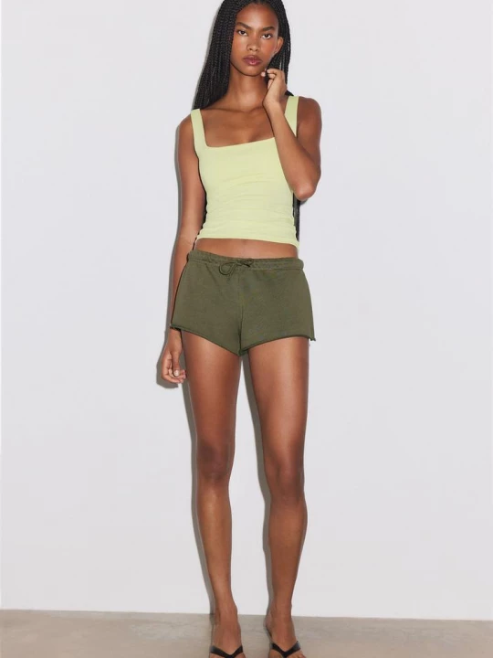 Obrázek produktu Stradivarius Krátké Teplákové Šortky Khaki