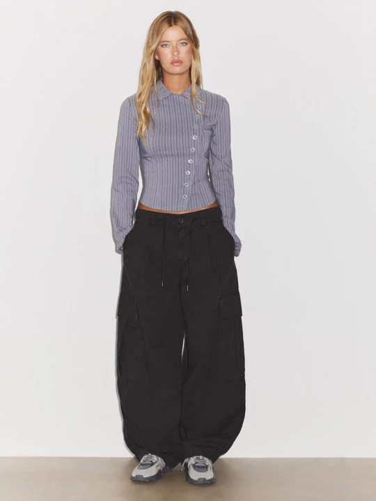 Obrázek produktu Stradivarius Křížená Košile Knoflíky Dark Grey
