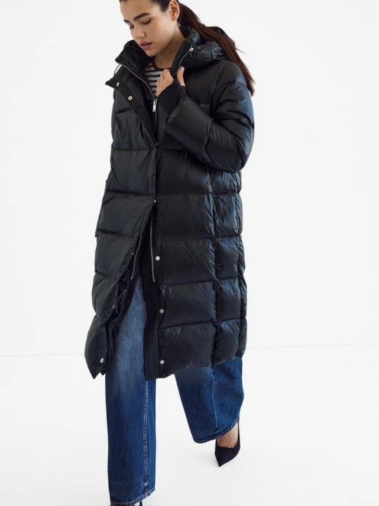 Obrázek produktu Stradivarius Lesklý Prošívaný Kabát Black
