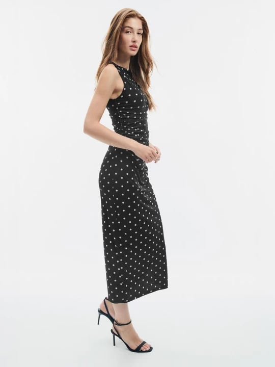 Obrázek produktu Stradivarius Midi Šaty S Puntíky Black