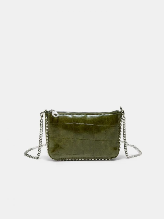 Obrázek produktu Stradivarius Mini Kabelka S Cvočky A Efektem Kroko Khaki