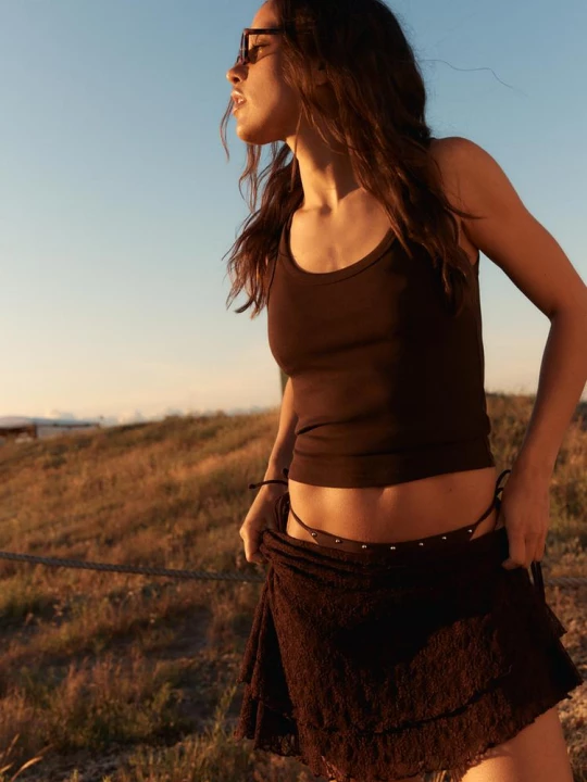 Obrázek produktu Stradivarius Mini Kalhotová Sukně S Krajkou Brown