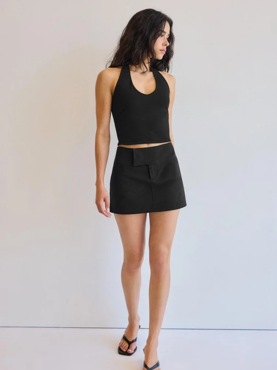 Obrázek produktu Stradivarius Mini Kalhotová Sukně S Širokým Pasem Black