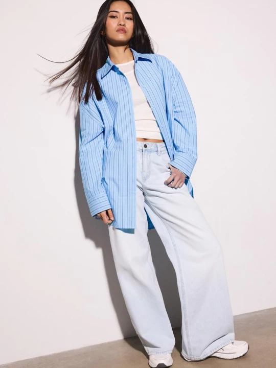 Obrázek produktu Stradivarius Oversize Pruhovaná Košile Světle Šedá
