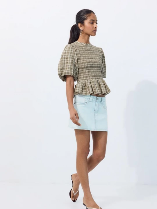 Obrázek produktu Stradivarius Peplum Blůza S Krátkým Rukávem Khaki