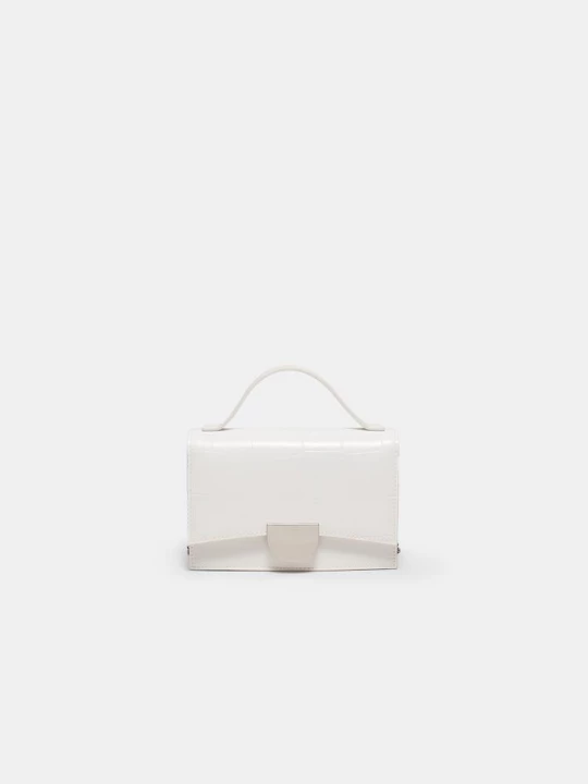 Obrázek produktu Stradivarius Pevná Mini Kabelka Přes Rameno S Krokodýlím Efektem White