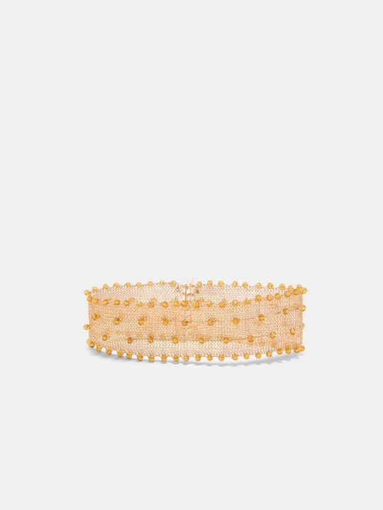 Obrázek produktu Stradivarius Pevný Náhrdelník Choker Z Kovové Síťoviny Zlato