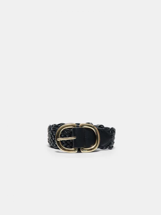 Obrázek produktu Stradivarius Pletený Pásek S Dvojitou Přezkou Black