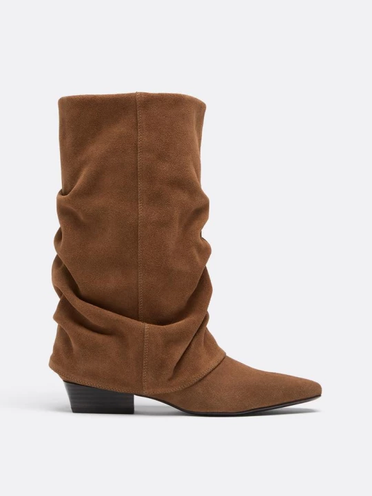Obrázek produktu Stradivarius Ploché Dupačkové Kalhoty Z Kůže Béžová