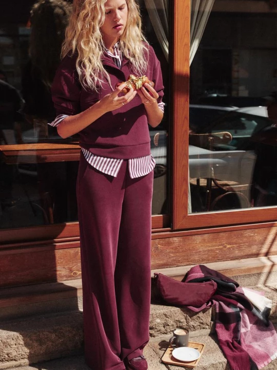 Obrázek produktu Stradivarius Jemné Kalhoty Palazzo Typu Jogger Purple