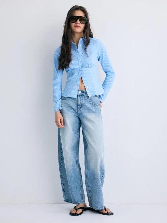 Obrázek produktu Stradivarius Přiléhavá Košile Pod Prsa Sky Blue
