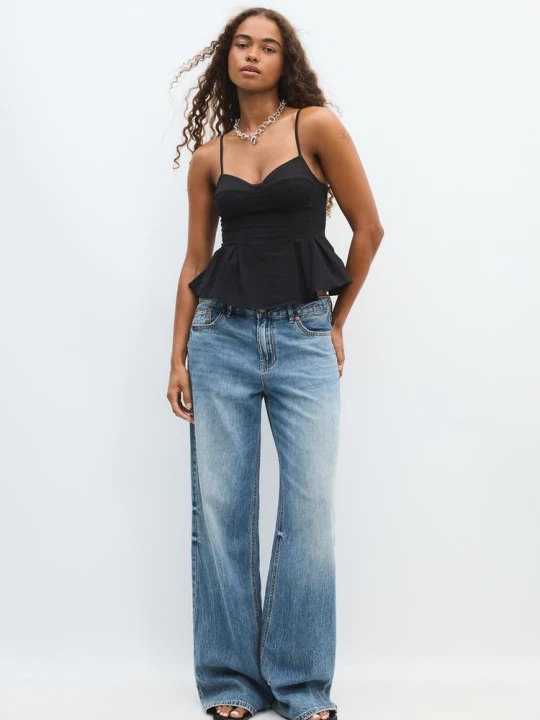 Obrázek produktu Stradivarius Přiléhavý Top S Řasením Black