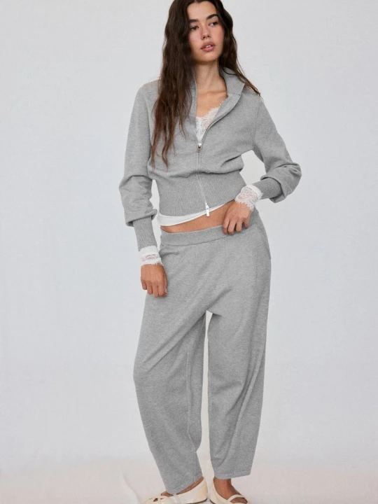 Obrázek produktu Stradivarius Přiléhavý Úpletový Kardigan Na Zip Grey Melange