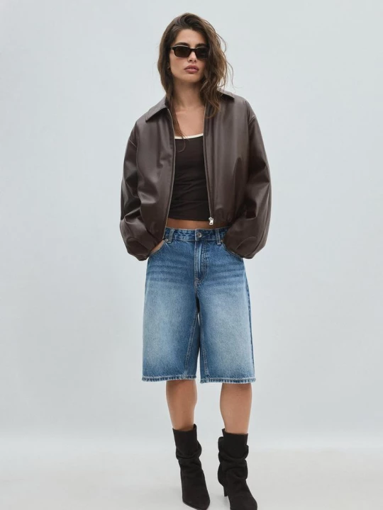 Obrázek produktu Stradivarius Prošívaný Bomber V Imitaci Kůže Brown