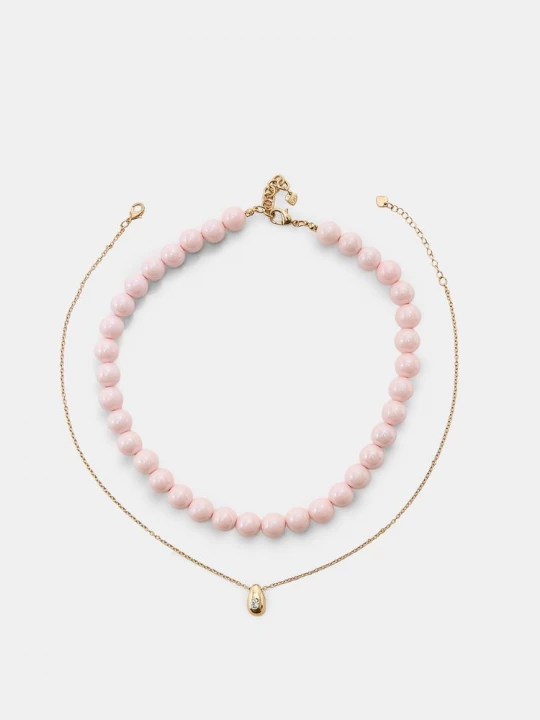 Obrázek produktu Stradivarius Sada 2 Korálkových Náhrdelníků Pastel Pink
