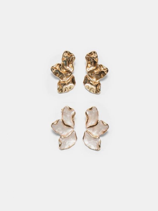 Obrázek produktu Stradivarius Sada 2 Mini Náušnic Ve Tvaru Vějíře Gold