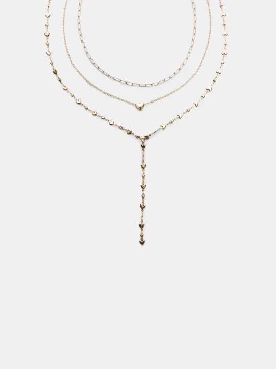 Obrázek produktu Stradivarius Sada 3 Náhrdelníků Lariat Se Srdcem Gold