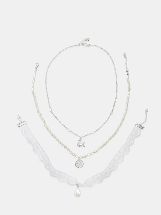 Obrázek produktu Stradivarius Sada 3 Náhrdelníků S Motivem Labutě Grey