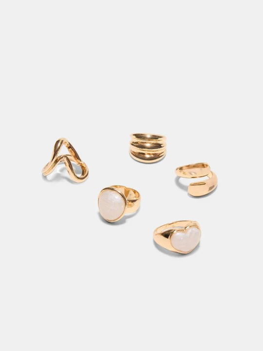 Obrázek produktu Stradivarius Sada 5 Prstenů Se Srdcem Gold