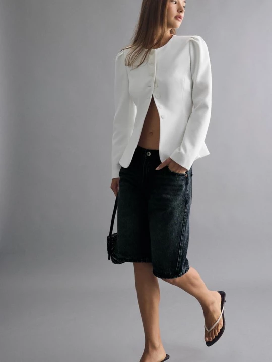 Obrázek produktu Stradivarius Sako S Peplum Střihem Ecru