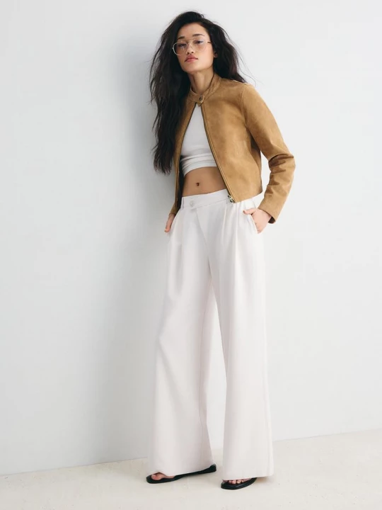Obrázek produktu Stradivarius Slavnostní Kalhoty Casual Fit S Překříženým Pasem Ice