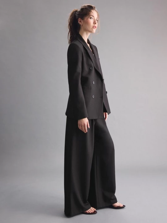 Obrázek produktu Stradivarius Společenské Kalhoty Wide Leg S Nastavitelnými Knoflíky Black