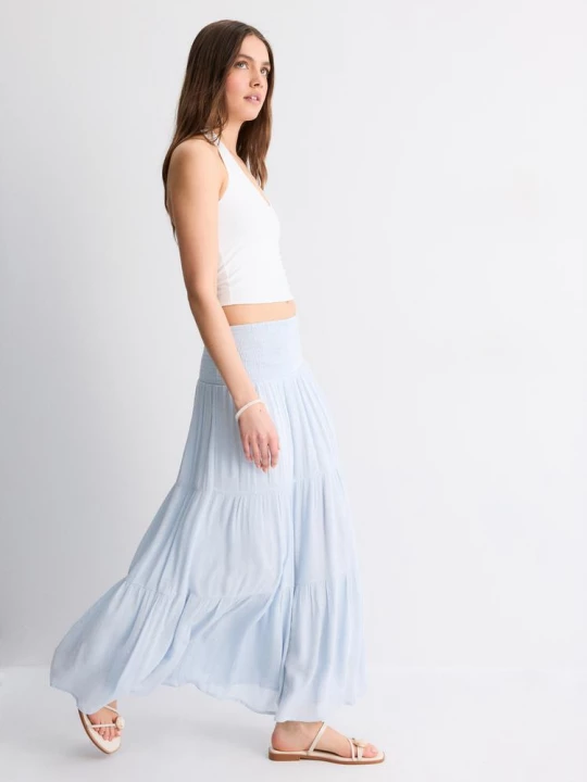 Obrázek produktu Stradivarius Sukně Panely Z Metalické Příze Sky Blue