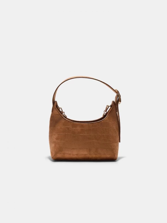 Obrázek produktu Stradivarius Taška Přes Rameno S Efektem Imitace Semiše S Detailem Spony Caramel