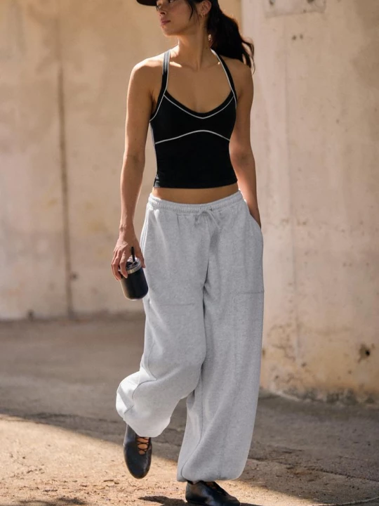 Obrázek produktu Stradivarius Teplákové Kalhoty Jogger Střihu Barrel Se Zarážkami Grey Melange