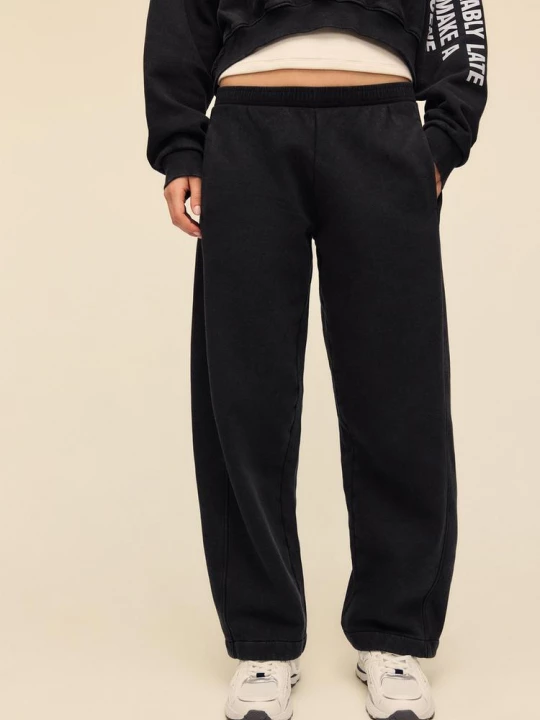 Obrázek produktu Stradivarius Tepláky Jogger Z Měkkého Acid Wash Flísu Dark Grey