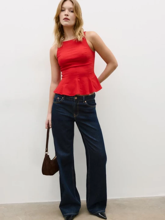 Obrázek produktu Stradivarius Top Peplum Bez Rukávů Red