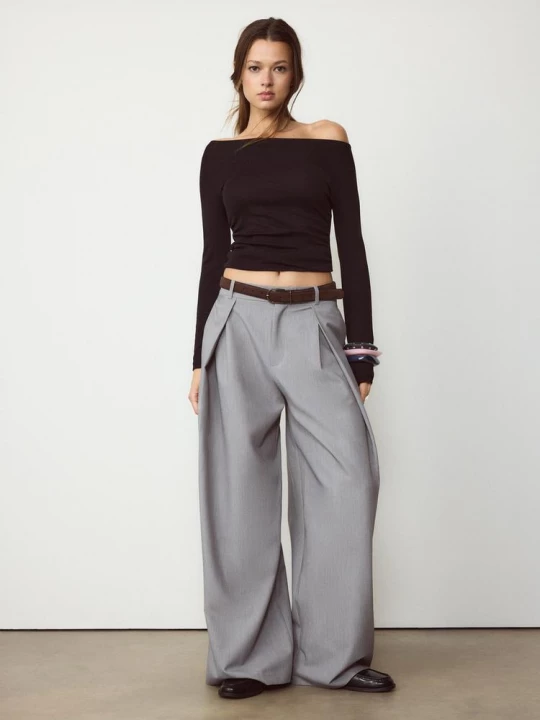 Obrázek produktu Stradivarius Tričko Dlouhým Rukávem Nabíráním Black