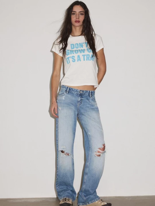 Obrázek produktu Stradivarius Tričko S Krátkým Rukávem A Potiskem White