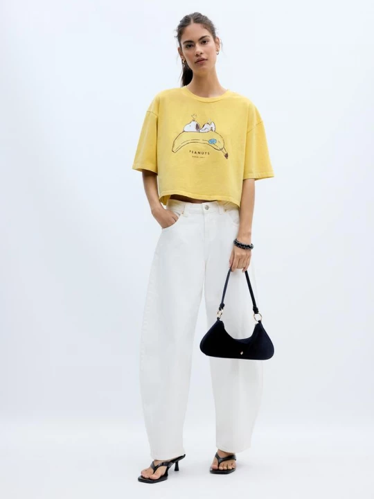 Obrázek produktu Stradivarius Tričko Snoopy Banán Pastel Yellow