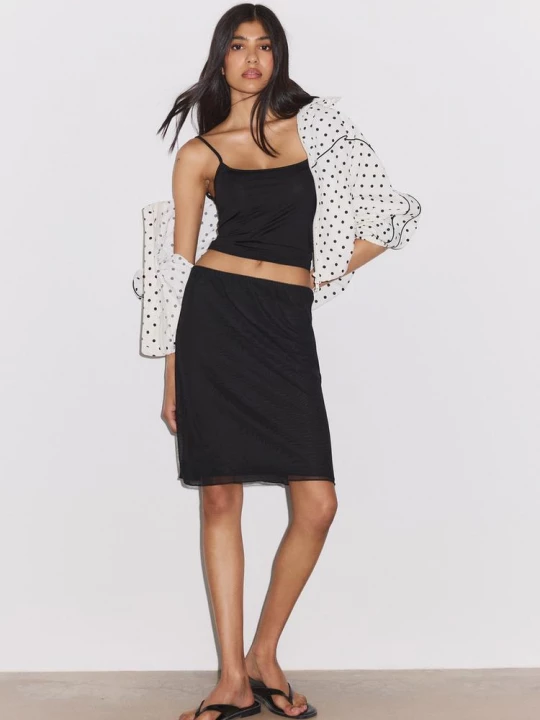 Obrázek produktu Stradivarius Tylóvá Midi Sukně Black