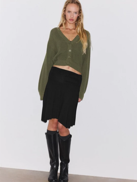 Obrázek produktu Stradivarius Úpletový Kardigan Výstřihem Do V Khaki
