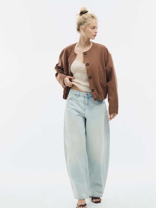 Obrázek produktu Stradivarius Vatovaná Bunda Kulatým Výstřihem Brown