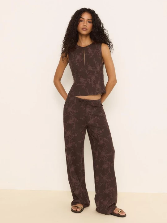 Obrázek produktu Stradivarius Vyšívané Kalhoty Straight Brown
