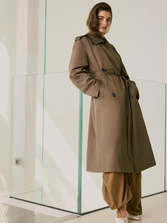 Obrázek produktu Stradivarius Základní Dlouhý Trenčkot Caramel