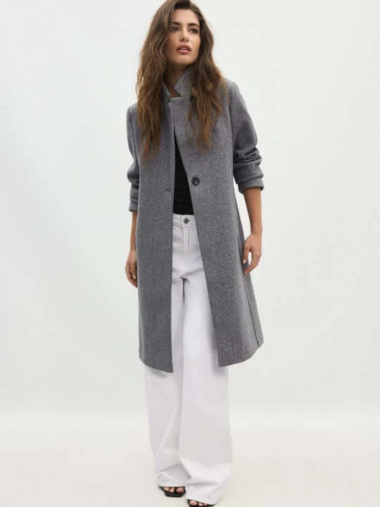 Obrázek produktu Stradivarius Základní Kabát Z Měkkého Materiálu Dark Grey