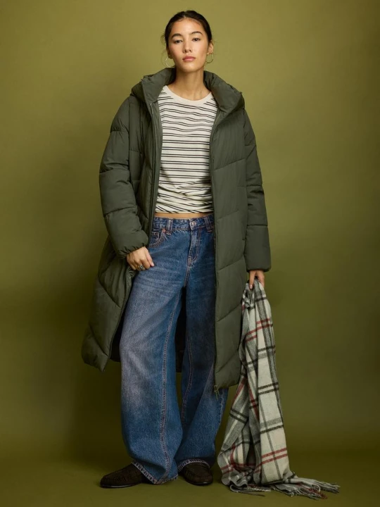 Obrázek produktu Stradivarius Základní Prošívaný Kabát Khaki